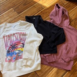 Girls sweatshirts x3 (white, dusty rose, black)